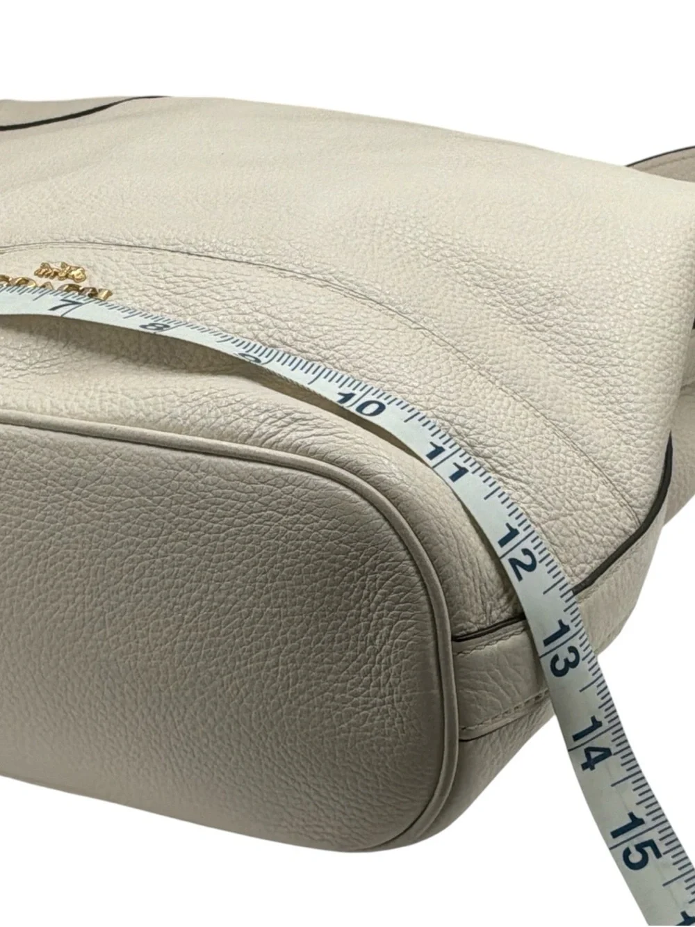 Coach Cream Pebbled Leather Paxton Duffle Shoulder Bag with Gold Hardware